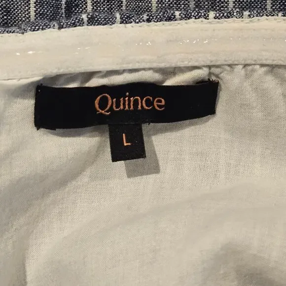 Quince 100% European Linen Strapless Maxi Dress L Blue Stripe Coastal Hamptons - Picture 9 of 10